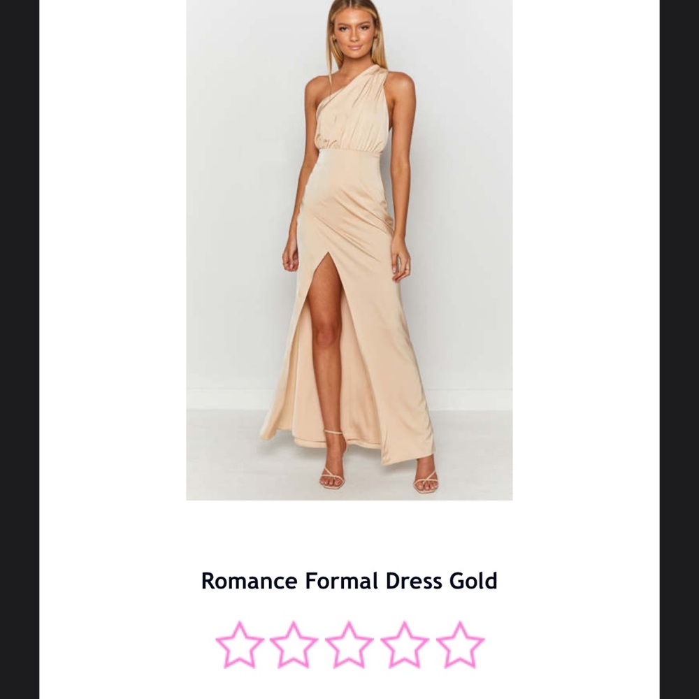 Champagne/gold floor length satin bridesmaid dress. US size 10. Zip up back,slit